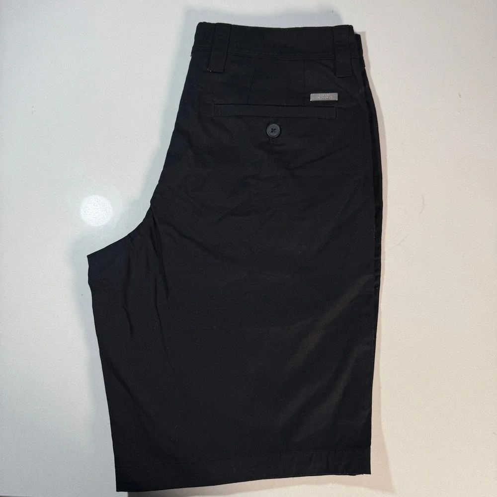 ARMANI EXCHANGE Men Black Flat Front‎ Cotton Blend Chino Shorts Size 28